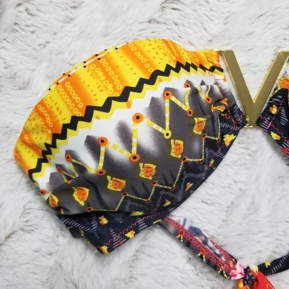 Luxe Apothetique Black Orange Bikini Bandeau Top M - Picture 3 of 8